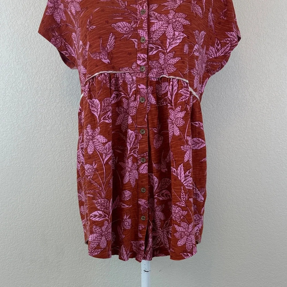 Anthropologie Elegant Floral Women's Blouse - Rust and Pink Size Small - Picture 3 of 11